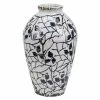 Beliani Vases Vase à Fleurs Blanc Et Bleu Marine 20 Cm -Vases Soldes vase a fleurs blanc et bleu marine 20 cm