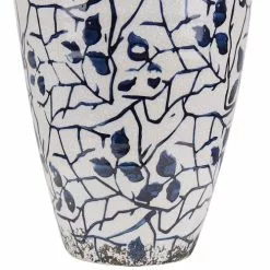 Beliani Vases Vase à Fleurs Blanc Et Bleu Marine 22 Cm -Vases Soldes vase a fleurs blanc et bleu marine 22 cm 3