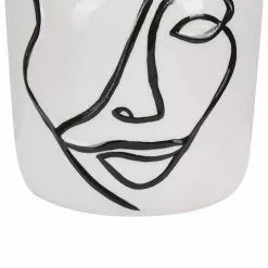 Beliani Vases Vase à Fleurs Blanc Motif Visage 19 Cm -Vases Soldes vase a fleurs blanc motif visage 19 cm 3