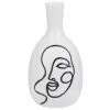 Beliani Vases Vase à Fleurs Blanc Motif Visage 23 Cm -Vases Soldes vase a fleurs blanc motif visage 23 cm