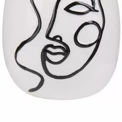Beliani Vases Vase à Fleurs Blanc Motif Visage 23 Cm -Vases Soldes vase a fleurs blanc motif visage 23 cm 3