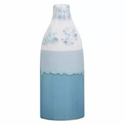 Beliani Vases Vase à Fleurs Bleu Et Blanc 30 Cm