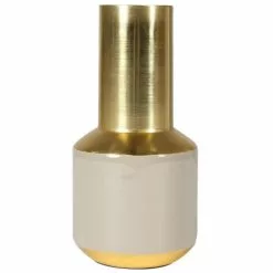 Zago Vases Vase Beige En Fer émaillé Avec Détails En Laiton Malo