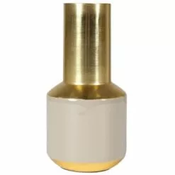 Zago Vases Vase Bleu Foncé En Fer émaillé Avec Détails En Laiton Malo -Vases Soldes vase beige en fer emaille avec details en laiton malo