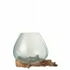 LANADECO Vases Vase Bois/verre Transparent H24,5cm -Vases Soldes vase bois verre transparent h24 5cm