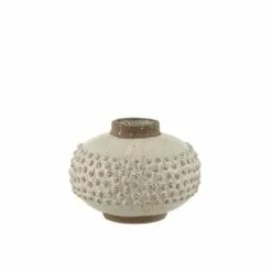 LANADECO Vases Vase Bord Pointu Céramique Blanc/gris