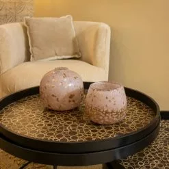 Now’s Home Vases Vase Boule En Verre Soufflé Rose Et Cuivré -Vases Soldes vase boule en verre souffle rose et cuivre 2