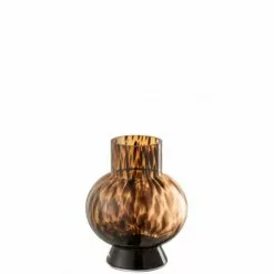 LANADECO Vases Vase Boule Verre Marron H22cm