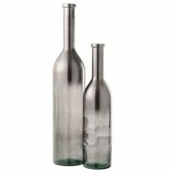 LANADECO Vases Vase Bouteille Verre Métallique Gris H100cm -Vases Soldes vase bouteille verre metallique gris h100cm 1