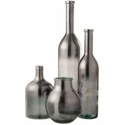 LANADECO Vases Vase Bouteille Verre Métallique Gris H100cm -Vases Soldes vase bouteille verre metallique gris h100cm 2