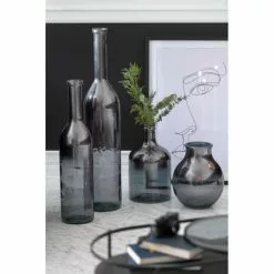 LANADECO Vases Vase Bouteille Verre Métallique Gris H100cm -Vases Soldes vase bouteille verre metallique gris h100cm 3