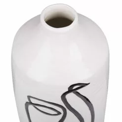 Beliani Vases Vase Décoratif Blanc 22 Cm -Vases Soldes vase decoratif blanc 22 cm 2