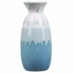 Beliani Vases Vase Décoratif Blanc Et Bleu 25 Cm