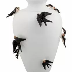 Mathi Design Vases Vase Décoratif Céramique Blanche à Motif Oiseaux