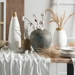 Beliani Vases Vase Décoratif En Céramique Blanc H32 -Vases Soldes vase decoratif en ceramique blanc h32 1