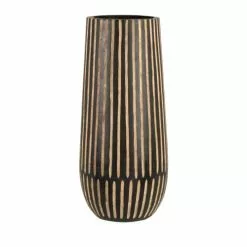 Maisons Du Monde Vases Vase En Bois De Manguier Gravé Noir Et Beige H33