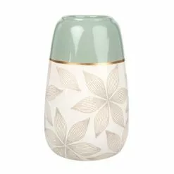 Maisons Du Monde Vases Vase En Céramique écrue Et Vert Amande Motif Floral Gravé H22
