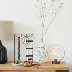 Vases Soldes -Vases Soldes vase en dolomite noire et blanche imprime visages h21 1000 15 10 208044 2