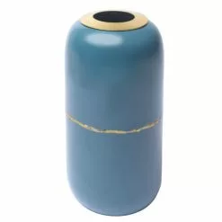 Zago Vases Vase En Fer émaillé Bleu Et Doré