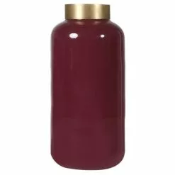 Zago Vases Vase En Fer émaillé Bordeaux Et Bague En Laiton H41cm