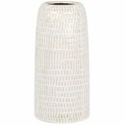 Maisons Du Monde Vases Vase En Grès Blanc Et Gris Clair H25