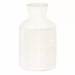 Maisons Du Monde Vases Vase En Grès Blanc Motif Quadrillé Beige H13