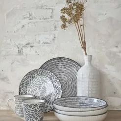 Maisons Du Monde Vases Vase En Grès Blanc Motifs Graphiques H18 -Vases Soldes vase en gres blanc motifs graphiques h18 1000 12 29 200068 8