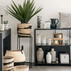 Maisons Du Monde Vases Vase En Grès Blanc Strié Noir H27 -Vases Soldes vase en gres blanc strie noir h27 1000 0 20 214081 13