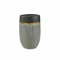 Maisons Du Monde Vases Vase En Grès Gris Anthracite, Gris Souris Et Doré H67