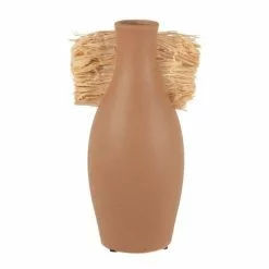 Maisons Du Monde Vases Vase En Grès Marron écureuil Et Raphia H26