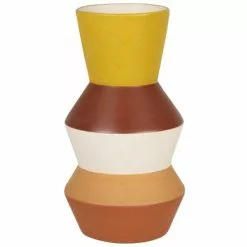 Maisons Du Monde Vases Vase En Porcelaine Jaune, Orange Et Blanc H23