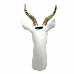 Now’s Home Vases Vase En Résine Blanc Et Or -Vases Soldes vase en resine blanc et or 3