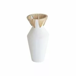 Now’s Home Vases Vase En Résine Et Rotin Blanc H37cm