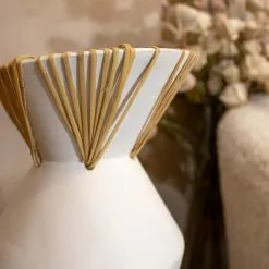 Now’s Home Vases Vase En Résine Et Rotin Blanc H37cm -Vases Soldes vase en resine et rotin blanc h37cm 3