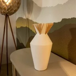 Now’s Home Vases Vase En Résine Et Rotin Blanc H37cm -Vases Soldes vase en resine et rotin blanc h37cm 4