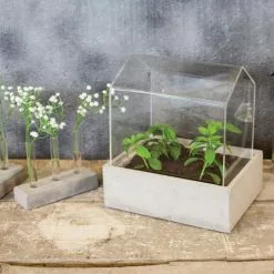 Esschert Design Statuettes Et Figurines Vase En Tube à Essai, Socle En Béton -Vases Soldes vase en tube a essai socle en beton 2