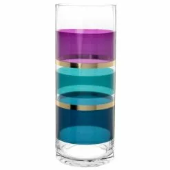 Maisons Du Monde Vases Vase En Verre Bleu, Doré Et Violet Figue H26