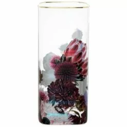 Maisons Du Monde Vases Vase En Verre Fumé à Motif Floral Violet Et Rose H23