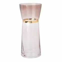 Maisons Du Monde Vases Vase En Verre Rose Et Doré H27