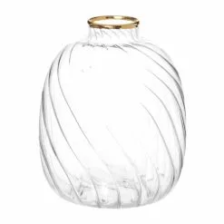 Maisons Du Monde Vases Vase En Verre Strié Et Doré H11 - Lot De 2