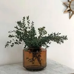 Maison Tilleul Vases Vase Façon Bonbonnière Facetté Marron -Vases Soldes vase facon bonbonniere facette marron 4