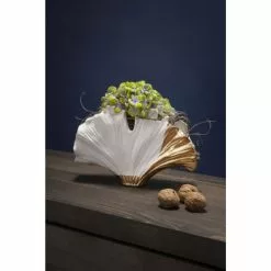 Kare Design Vases Vase Feuille De Ginkgo En Grès Blanc Et Doré H18 -Vases Soldes vase feuille de ginkgo en gres blanc et dore h18 2
