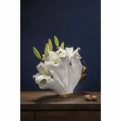 Kare Design Vases Vase Feuille De Ginkgo En Grès Blanc Et Doré H45 -Vases Soldes vase feuille de ginkgo en gres blanc et dore h45 2