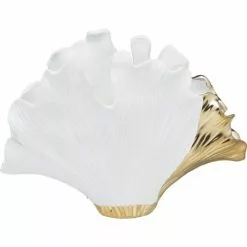 Kare Design Vases Vase Feuille De Ginkgo En Grès Blanc Et Doré H45