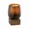 LANADECO Vases Vase Haut Sur Pied En Bois Et Verre Marron H14cm -Vases Soldes vase haut sur pied en bois et verre marron h14cm