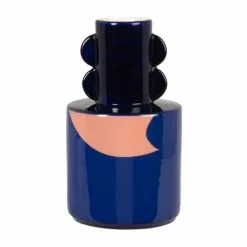 Vases Vase Malala Maisons Du Monde X Sakina M’Sa En Faïence Rose, Bleue Et Noire H22