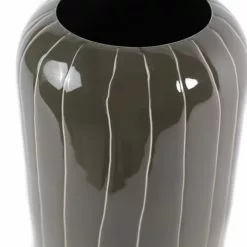 Zago Vases Vase Moderne Design Métal émaillé Gris Foncé Rayé Beige H 26 Cm -Vases Soldes vase moderne design metal emaille gris fonce raye beige h 26 cm 2