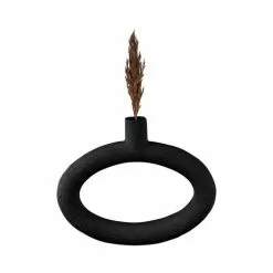 Present Time Vases Vase Oval Wide Résine Noir -Vases Soldes vase oval wide resine noir 3