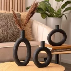 Present Time Vases Vase Ring Rond Résine Noir -Vases Soldes vase ring rond resine noir 2
