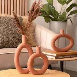 Present Time Vases Vase Ring Rond Résine Terracotta -Vases Soldes vase ring rond resine terracotta 2